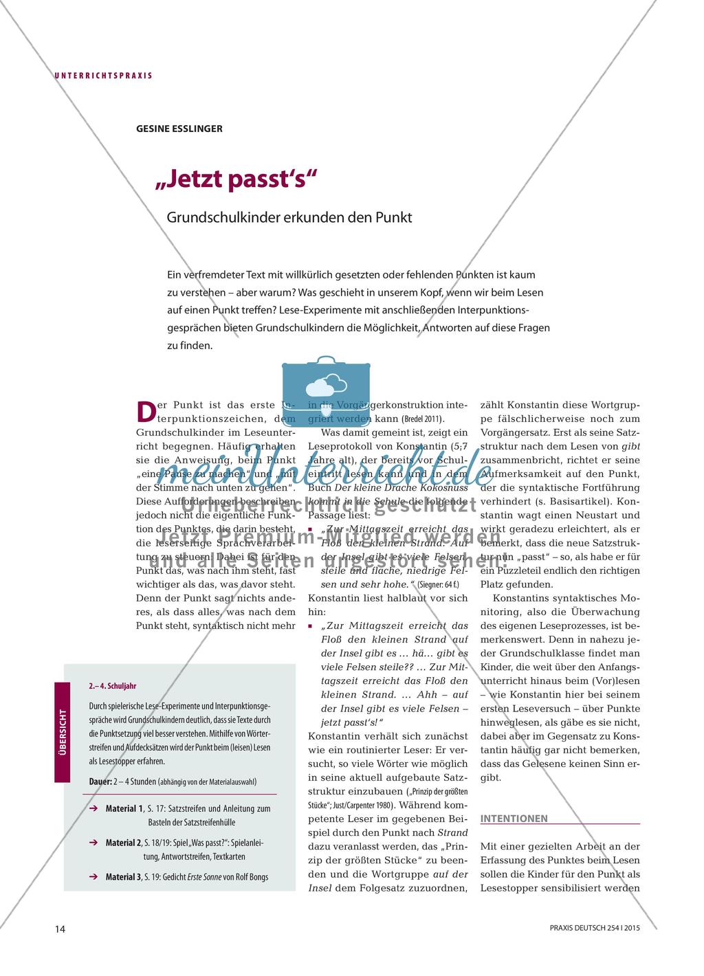 „Jetzt passt‘s“ - Grundschulkinder erkunden den Punkt Preview 1