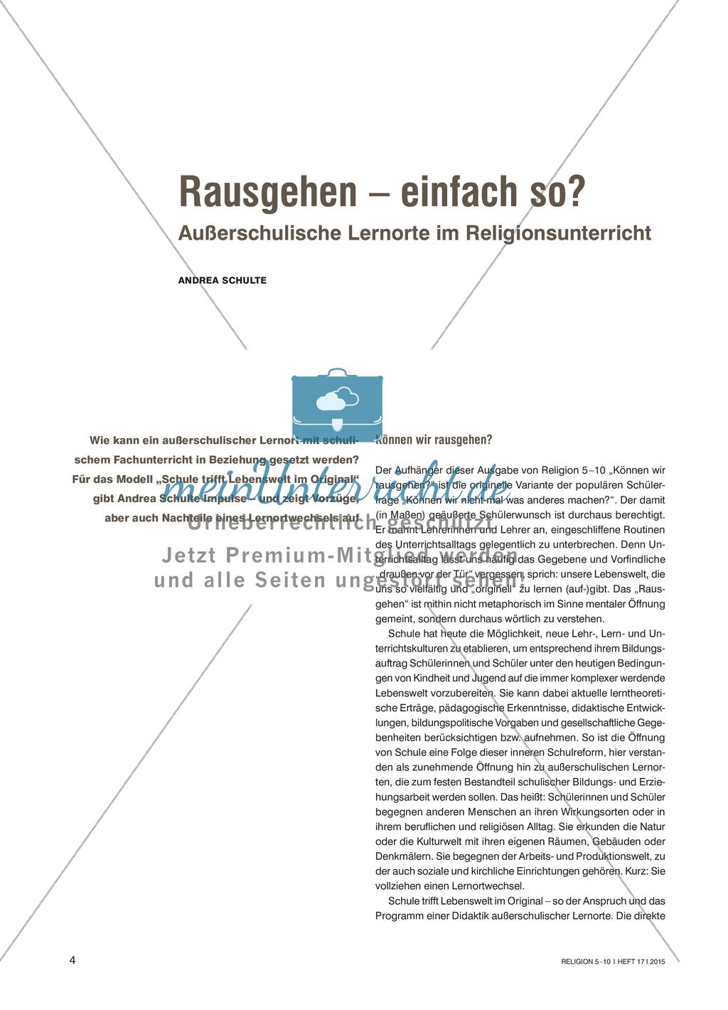 Außerschulische Lernorte im Religionsunterricht Preview 1