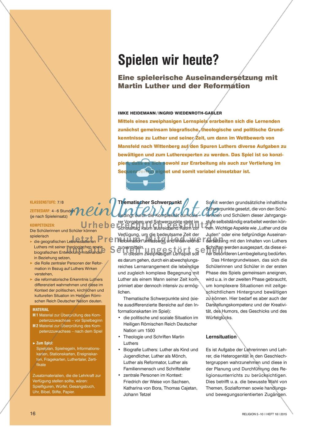 Lernspiel: Martin Luther Preview 1