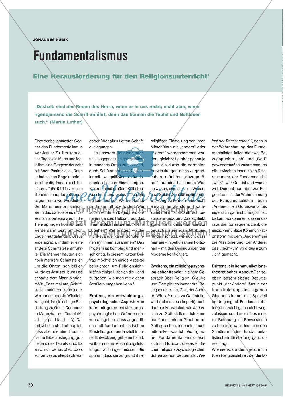Fundamentalismus im Religionsunterricht Preview 1