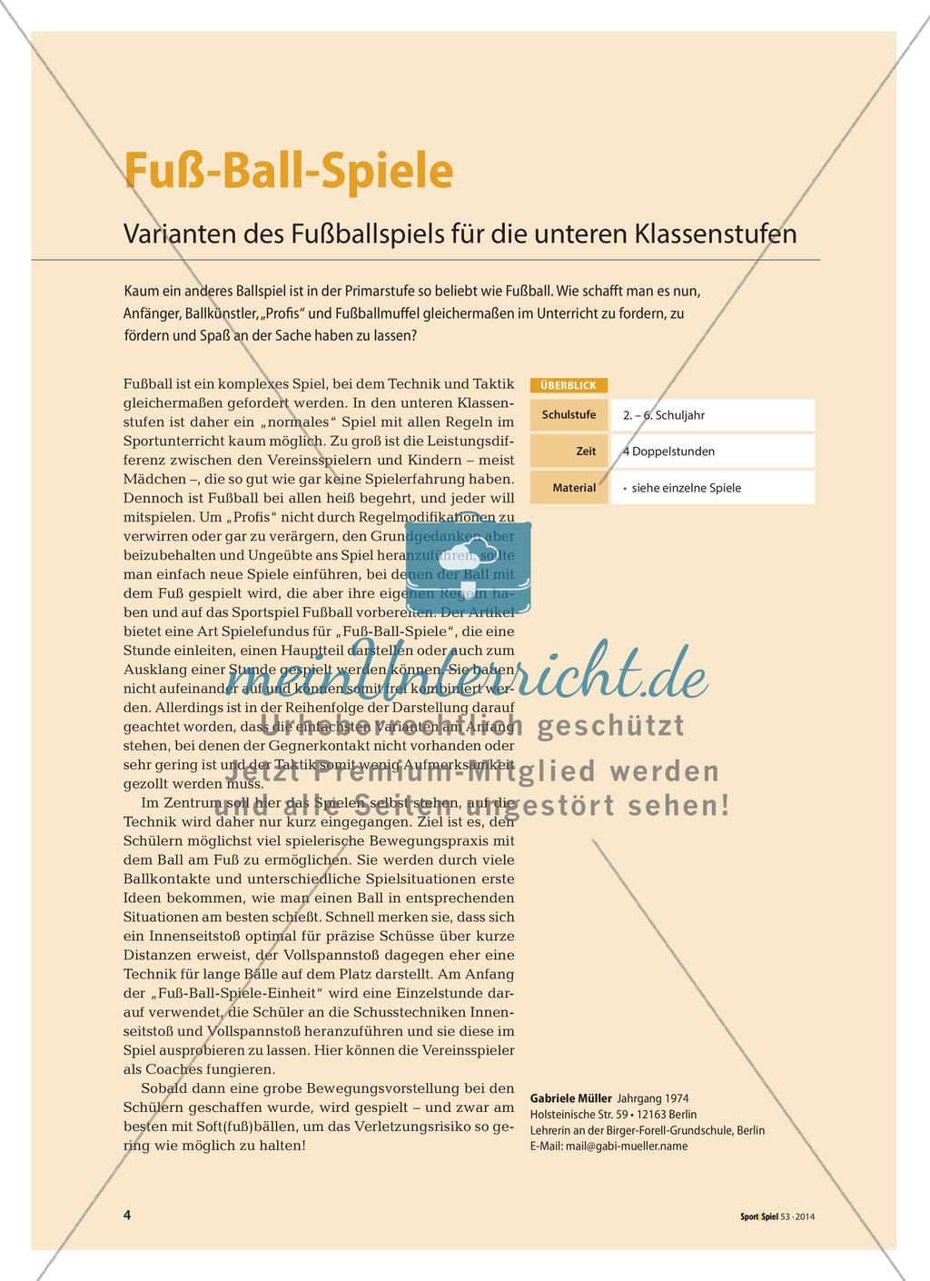 Fuß-Ball-Spiele - Varianten des Fußballspiels für die unteren Klassenstufen Preview 1