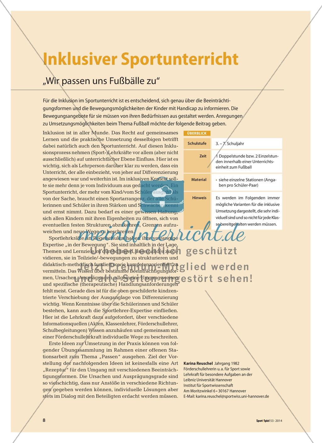 Inklusiver Sportunterricht - „Wir passen uns Fußbälle zu“ Preview 1