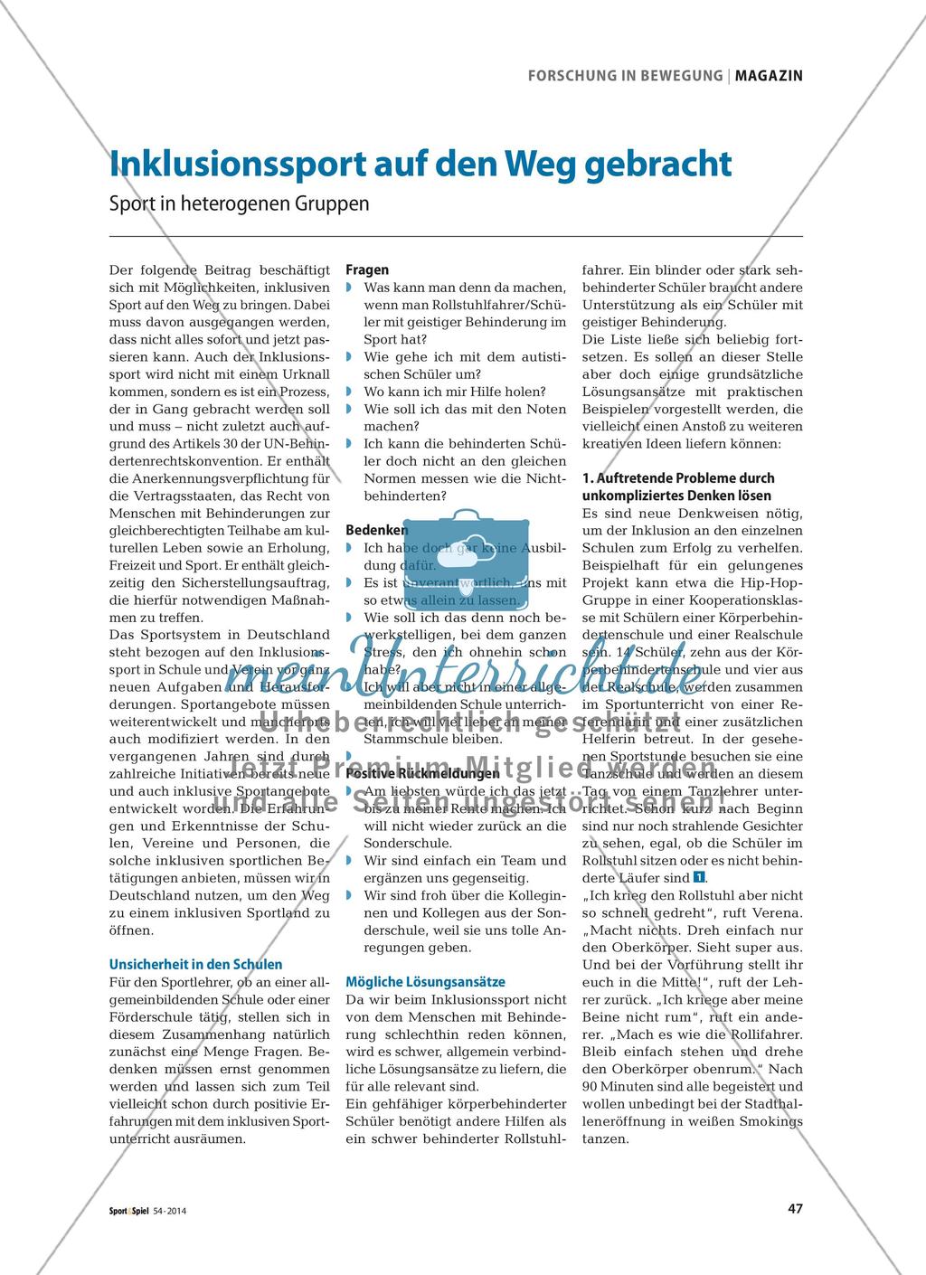 Inklusionssport auf den Weg gebracht - Sport in heterogenen Gruppen Preview 1