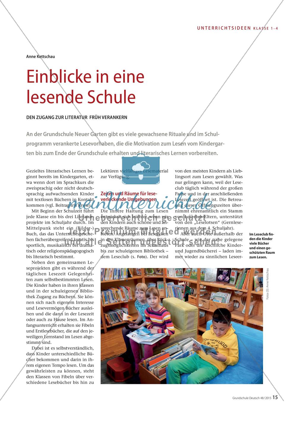 Einblicke in eine lesende Schule - Den Zugang zur Literatur früh verankern Preview 1