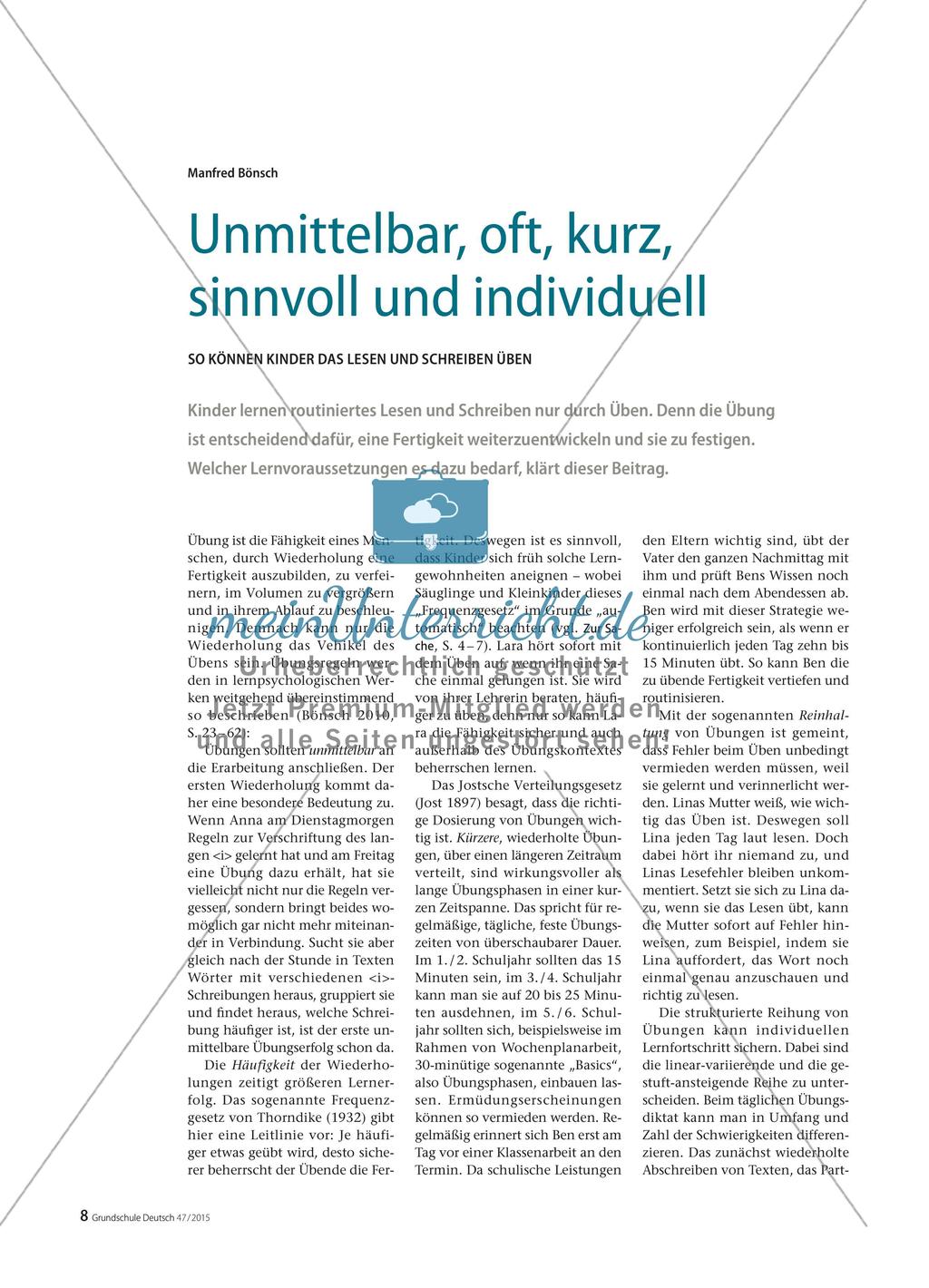 Unmittelbar, oft, kurz, sinnvoll und individuell - So können Kinder das Lesen und Schreiben üben Preview 1