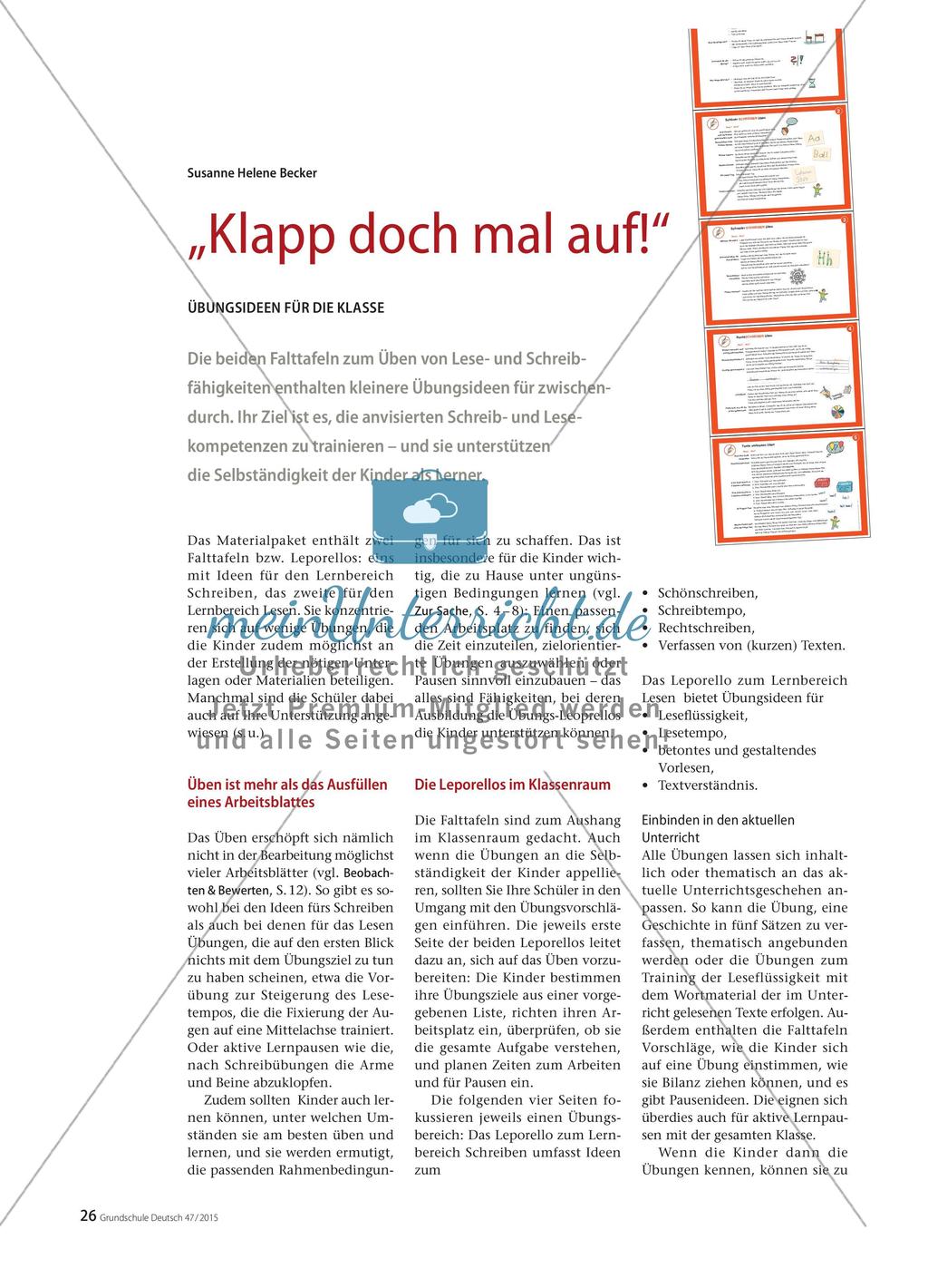 „Klapp doch mal auf!“ - Übungsideen für die Klasse Preview 1