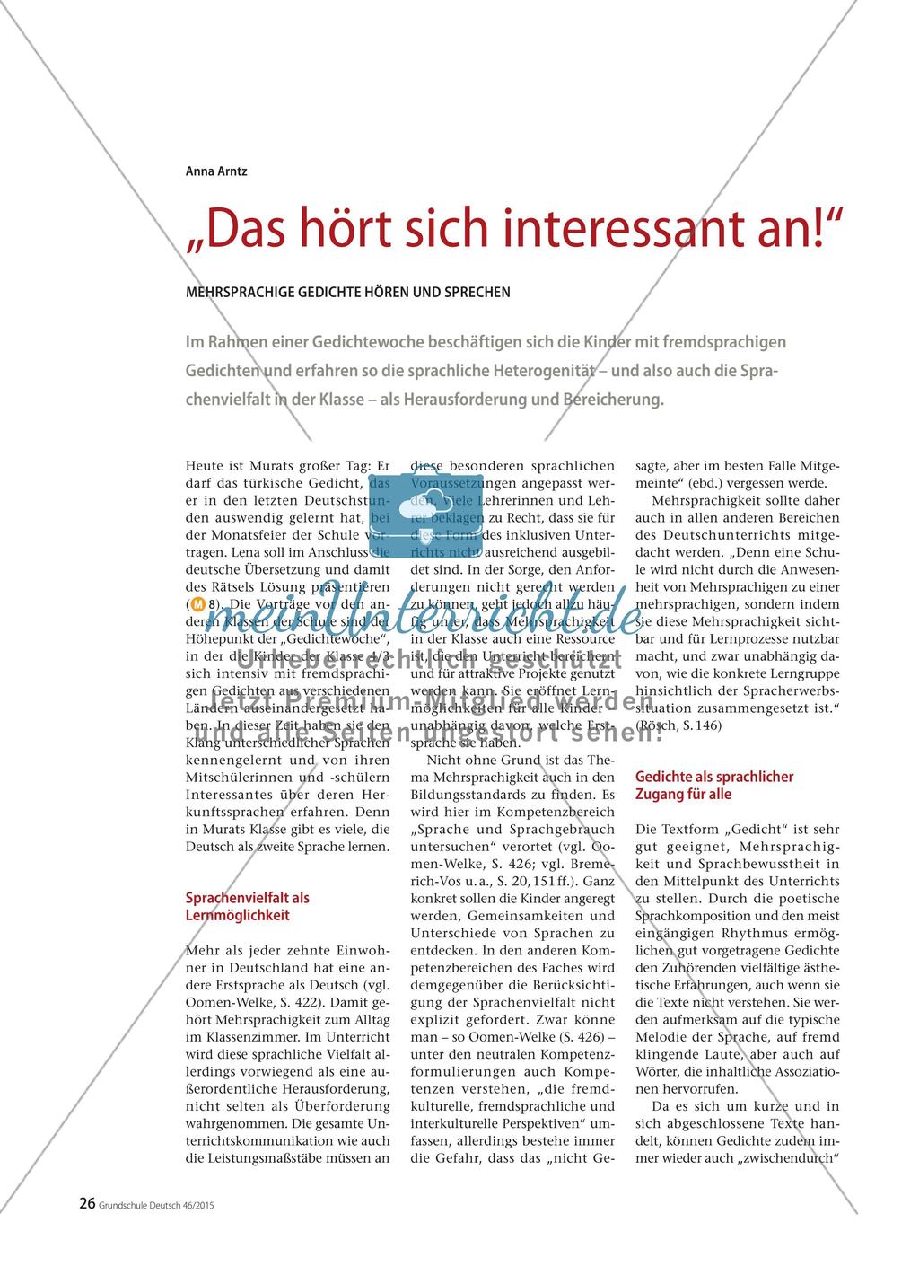 „Das hört sich interessant an!“ - Mehrsprachige Gedichte hören und sprechen Preview 1