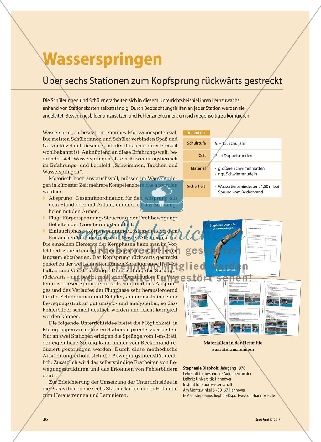 Wasserspringen - Über sechs Stationen zum Kopfsprung rückwärts gestreckt Preview 1
