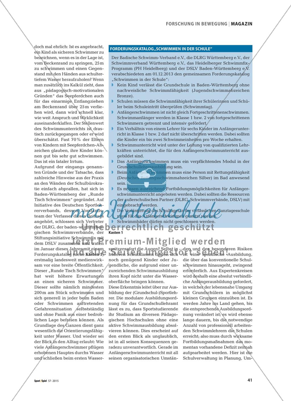 Geht das Schulschwimmen baden? - Wie kann die Schwimmfähigkeit der Schülerinnen und Schüler gesichert werden? Preview 2