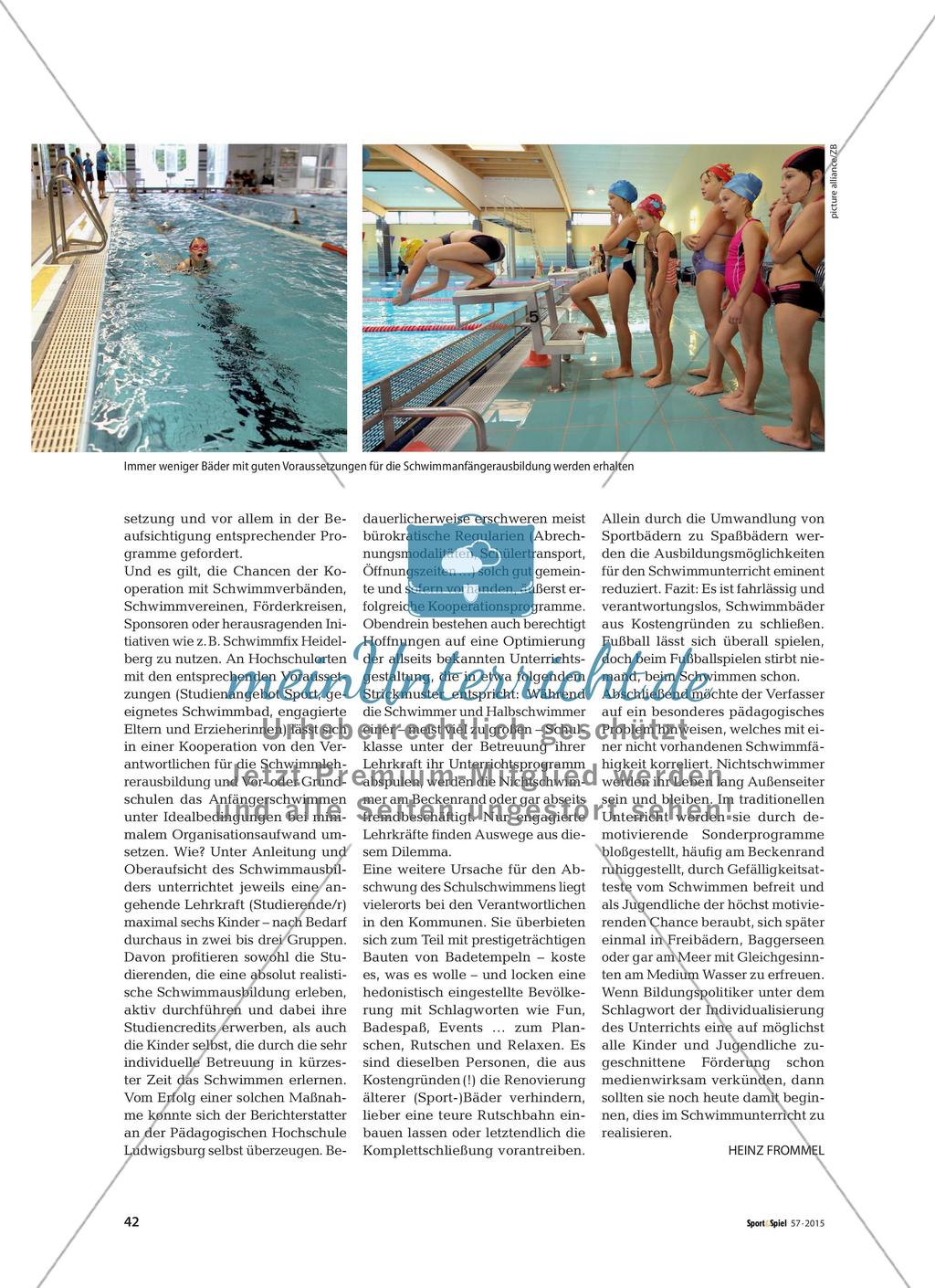 Geht das Schulschwimmen baden? - Wie kann die Schwimmfähigkeit der Schülerinnen und Schüler gesichert werden? Preview 3