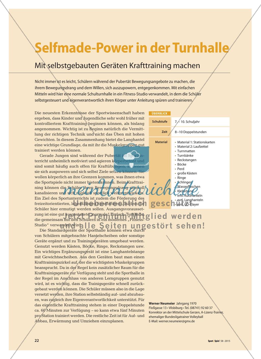 Selfmade-Power in der Turnhalle - Mit selbstgebauten Geräten Krafttraining machen Preview 1