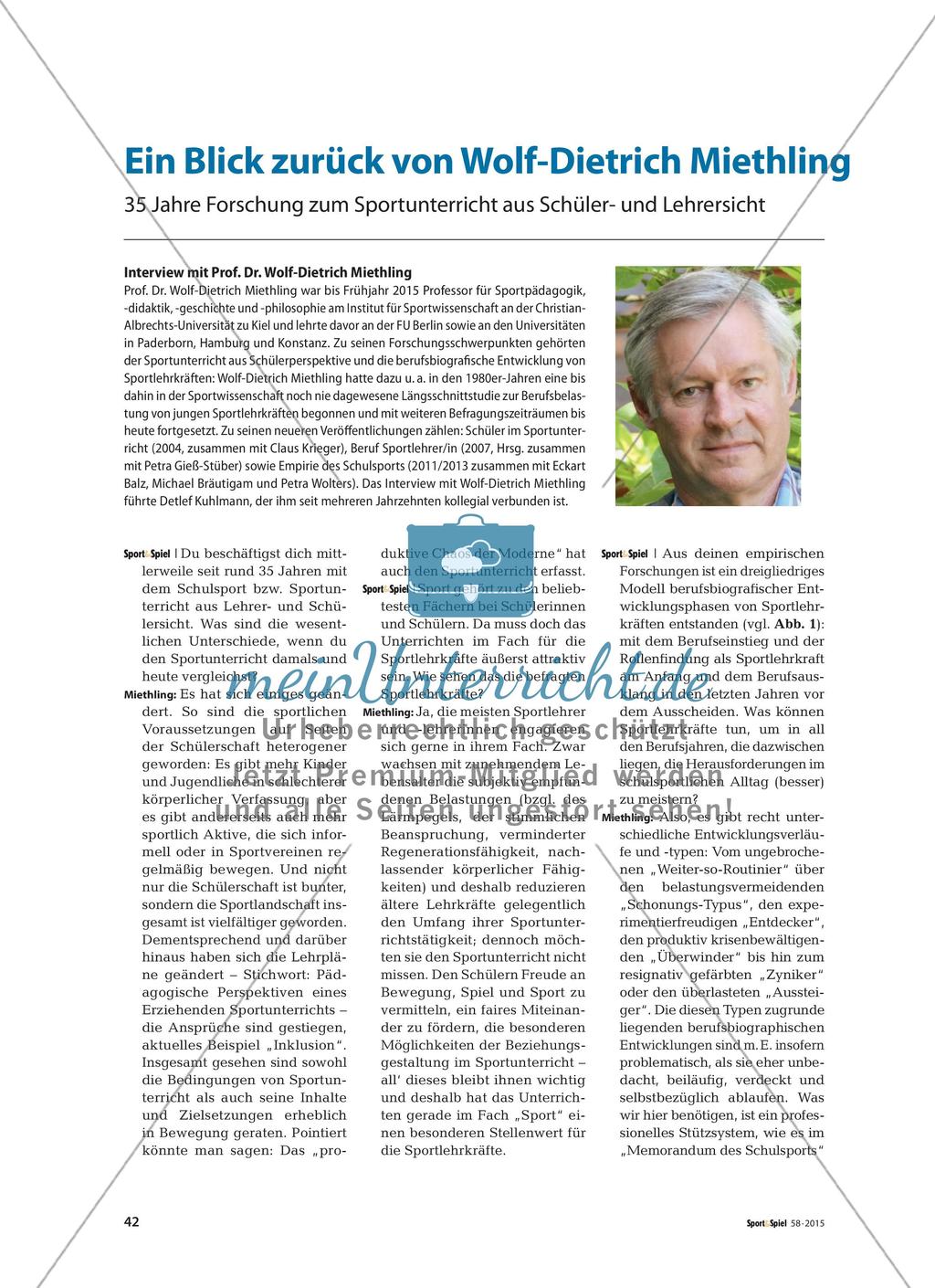 Ein Blick zurück von Wolf-Dietrich Miethling - 35 Jahre Forschung zum Sportunterricht aus Schüler- und Lehrersicht Preview 1