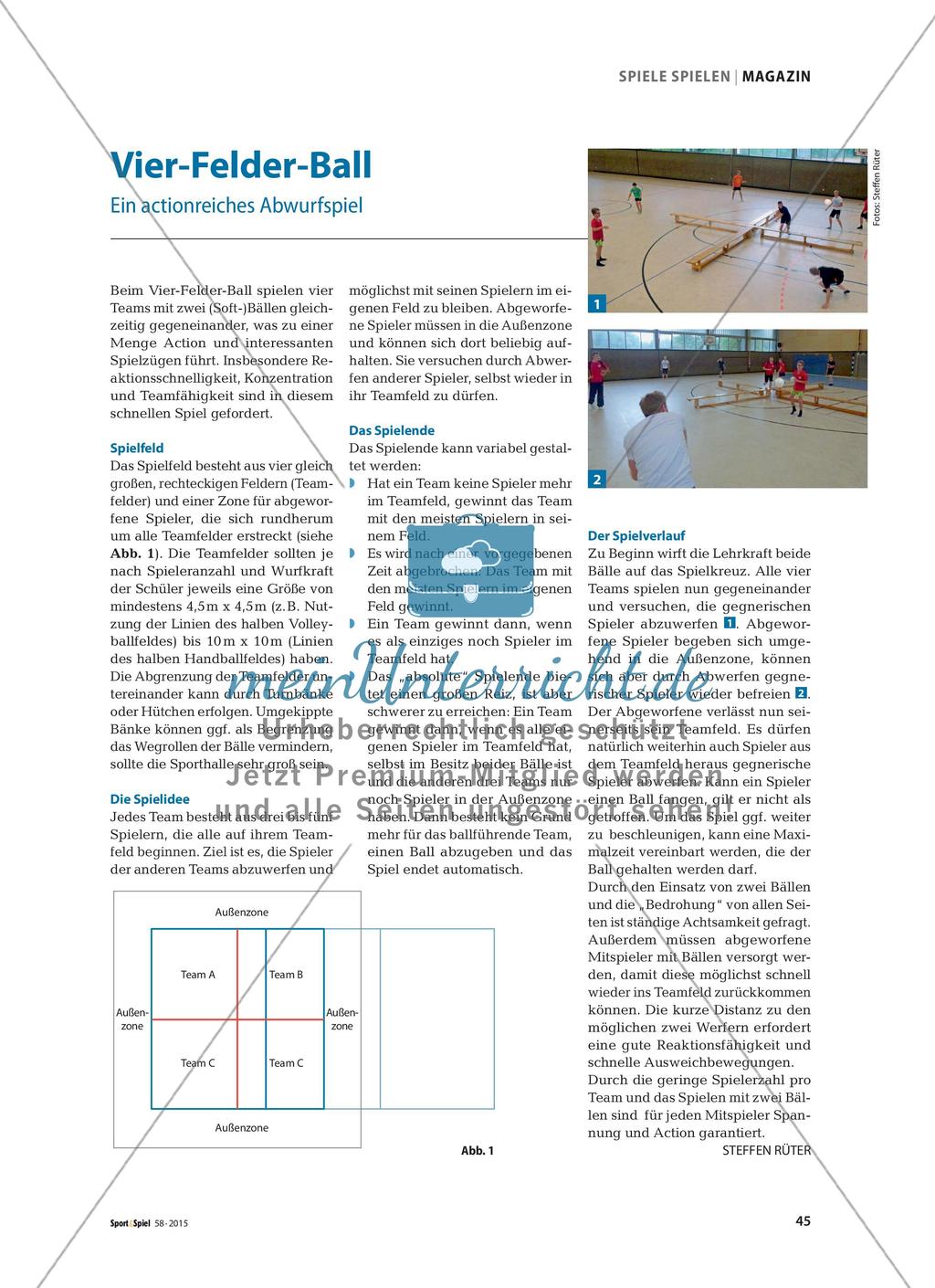 Vier-Felder-Ball - Ein actionreiches Abwurfspiel Preview 1