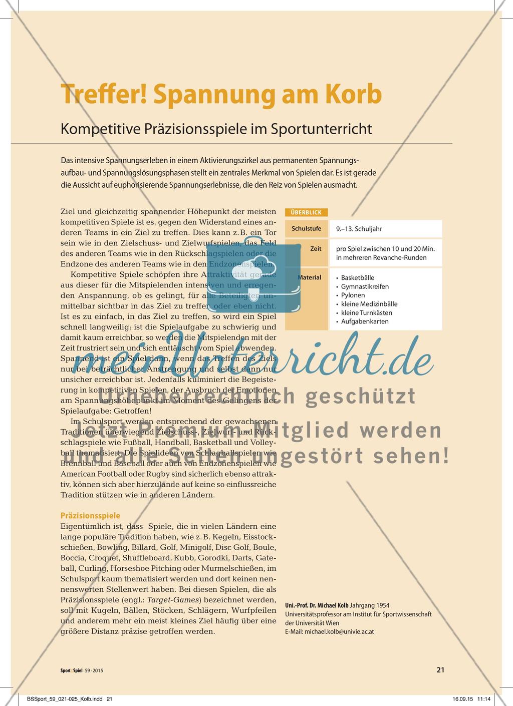Treffer! Spannung am Korb - Kompetitive Präzisionsspiele im Sportunterricht Preview 1
