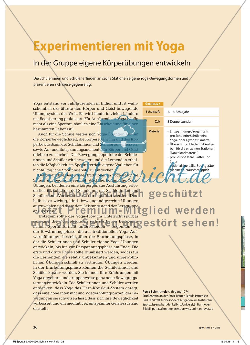 Experimentieren mit Yoga - In der Gruppe eigene Körperübungen entwickeln Preview 1