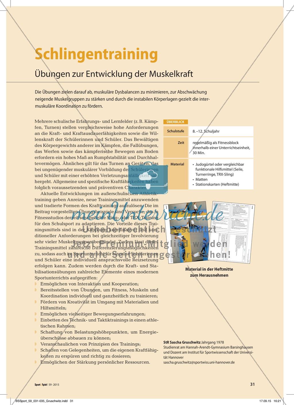 Schlingentraining - Übungen zur Entwicklung der Muskelkraft Preview 1