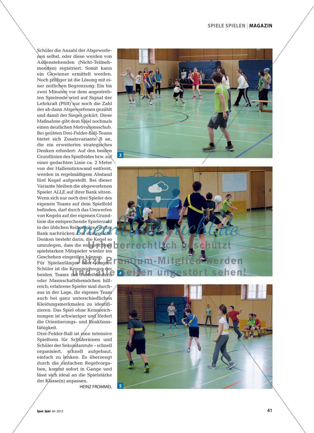 Drei-Felder-Ball - Ein dynamisches Spiel für kleine Sporthallen Preview 2