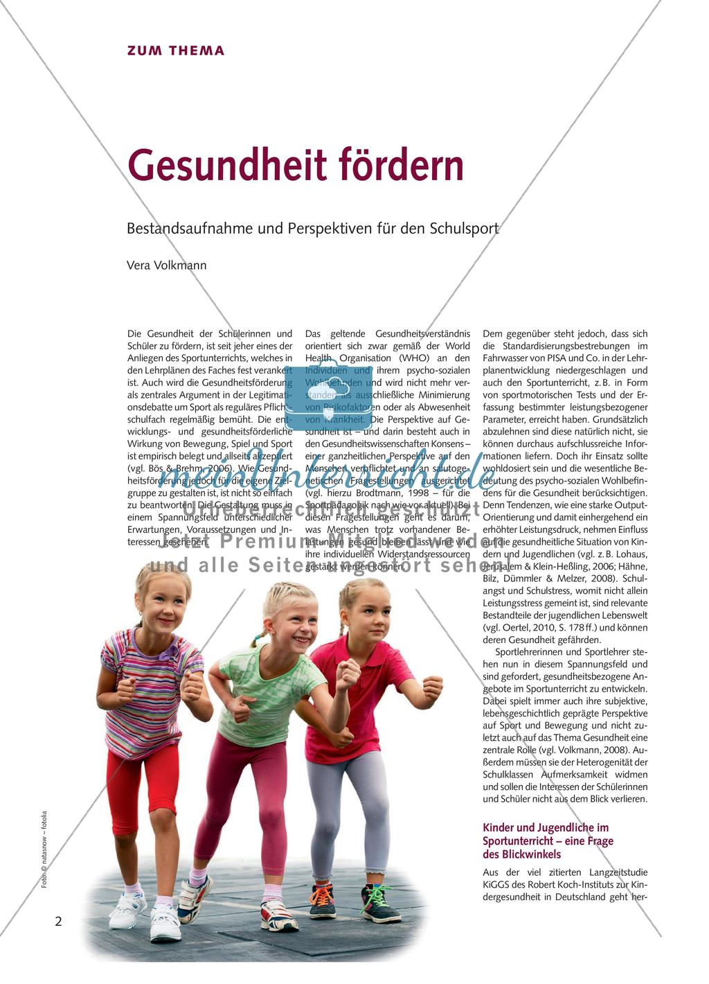 Gesundheit fördern - Bestandsaufnahme und Perspektiven für den Schulsport Preview 1