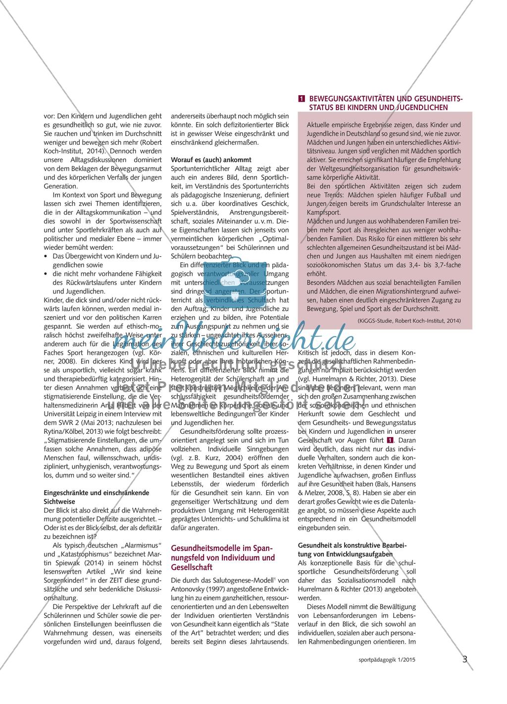 Gesundheit fördern - Bestandsaufnahme und Perspektiven für den Schulsport Preview 2