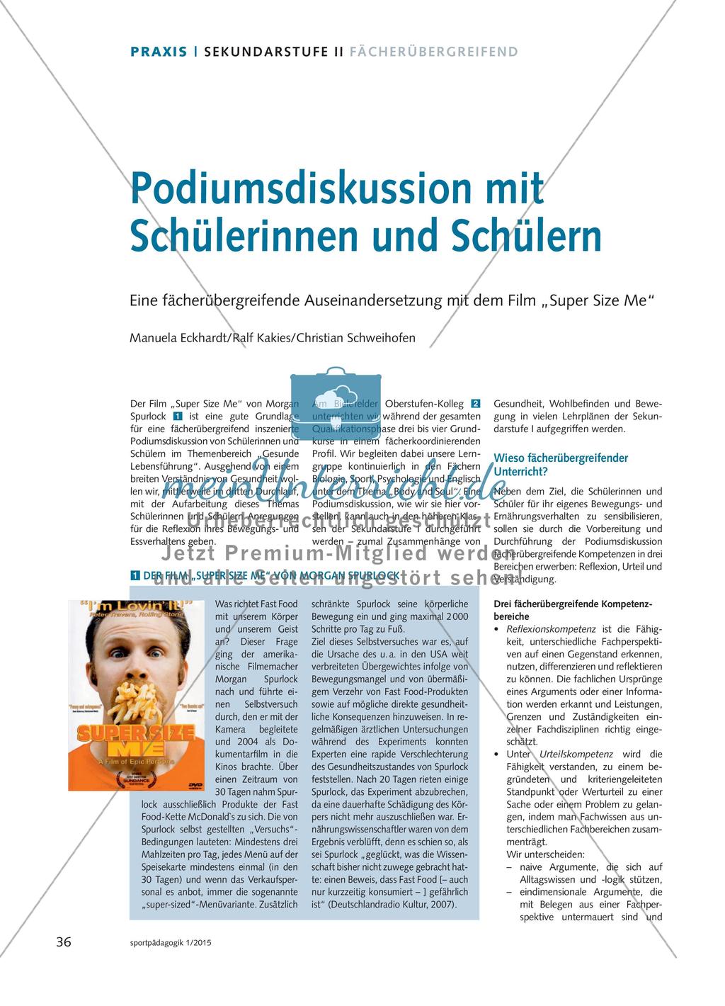 Podiumsdiskussion mit Schülerinnen und Schülern - Eine fächerübergreifende Auseinandersetzung mit dem Film „Super Size Me“ Preview 1