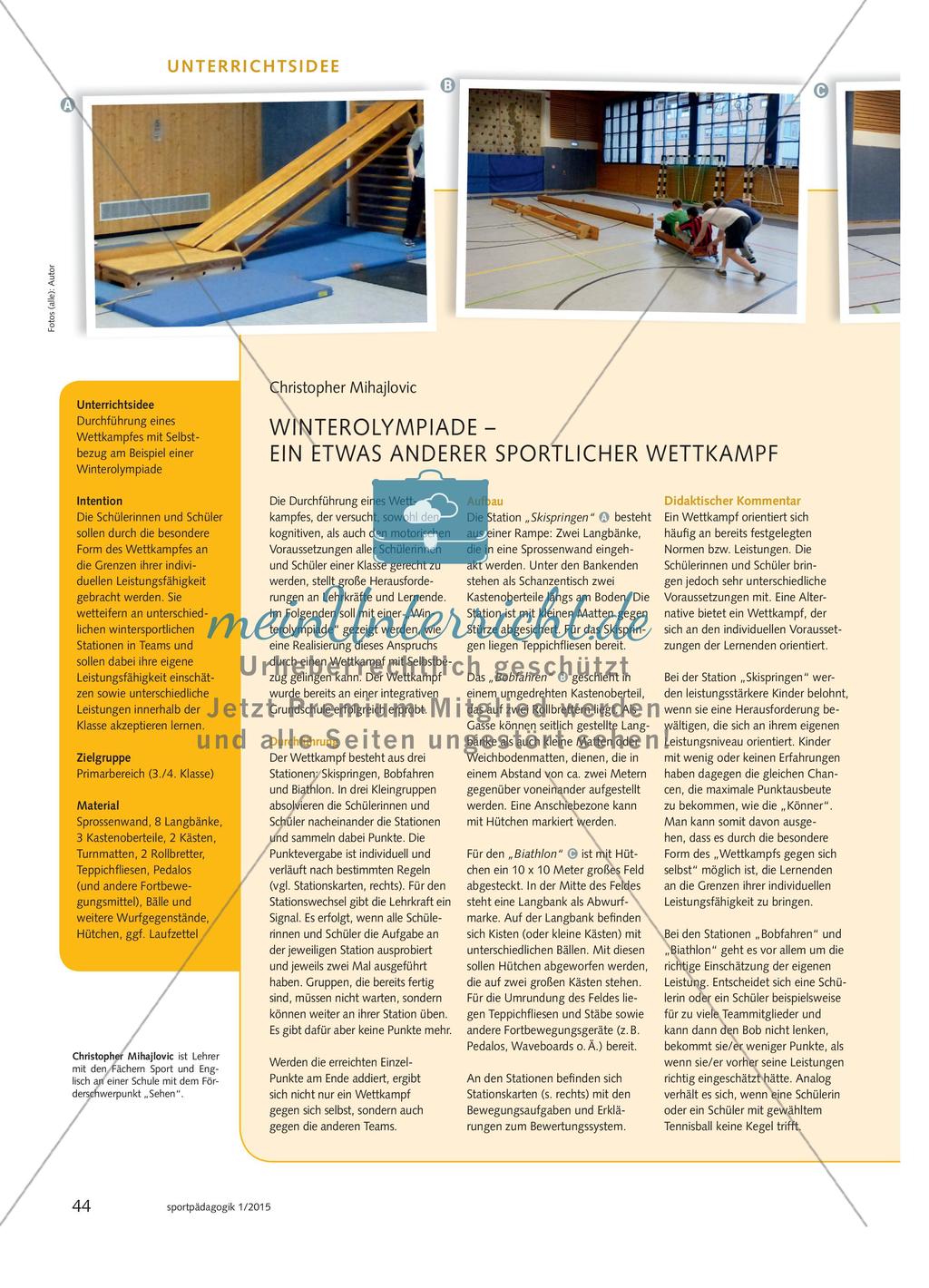 WINTEROLYMPIADE – EIN ETWAS ANDERER SPORTLICHER WETTKAMPF Preview 1