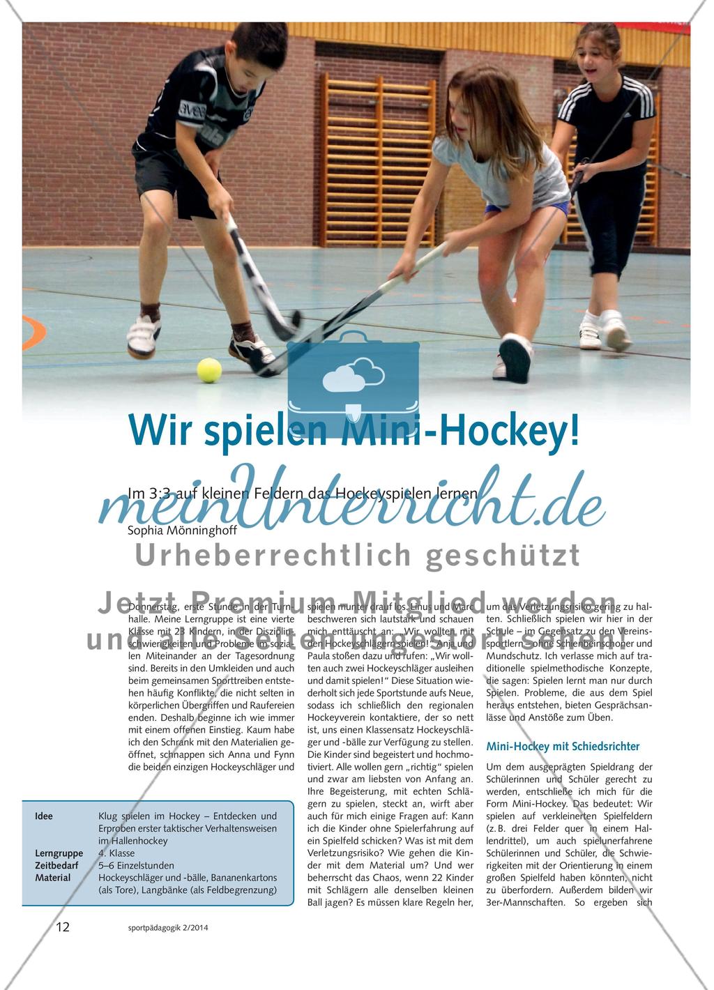 Wir spielen Mini-Hockey! - Im 3:3 auf kleinen Feldern das Hockeyspielen lernen Preview 1