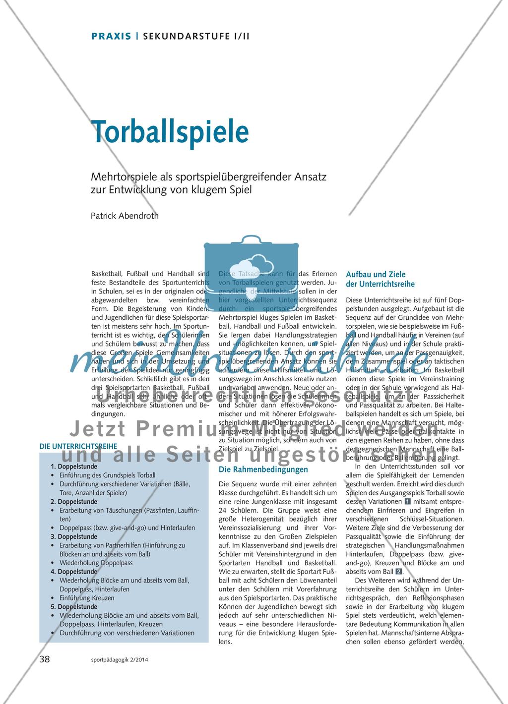 Torballspiele - Mehrtorspiele als sportspielübergreifender Ansatz zur Entwicklung von klugem Spiel Preview 1