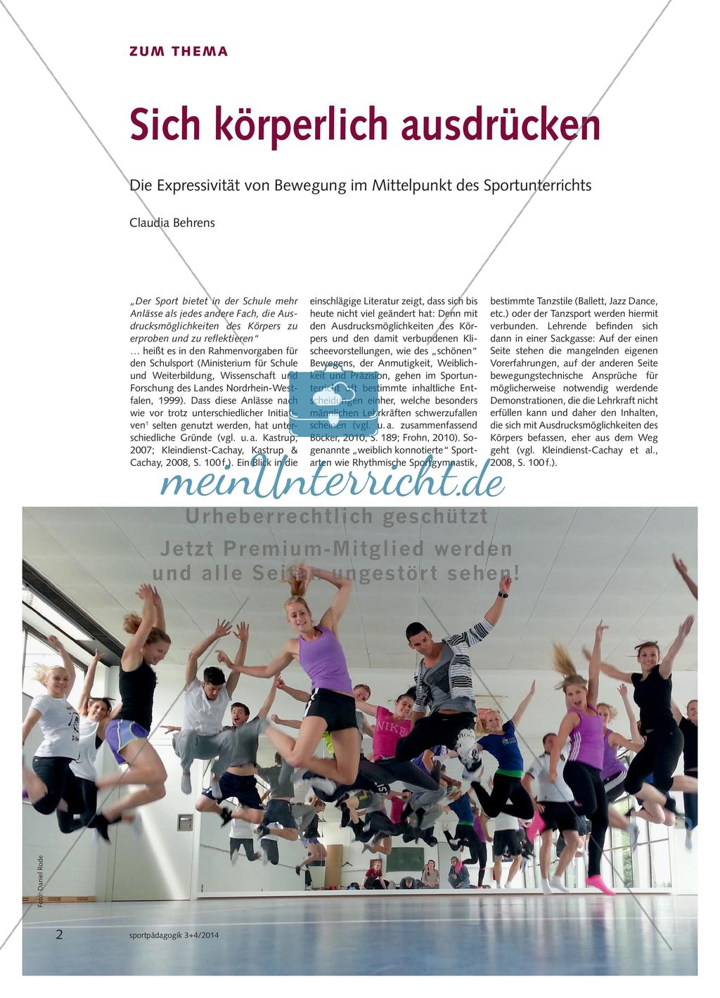Sich körperlich ausdrücken - Die Expressivität von Bewegung im Mittelpunkt des Sportunterrichts Preview 1