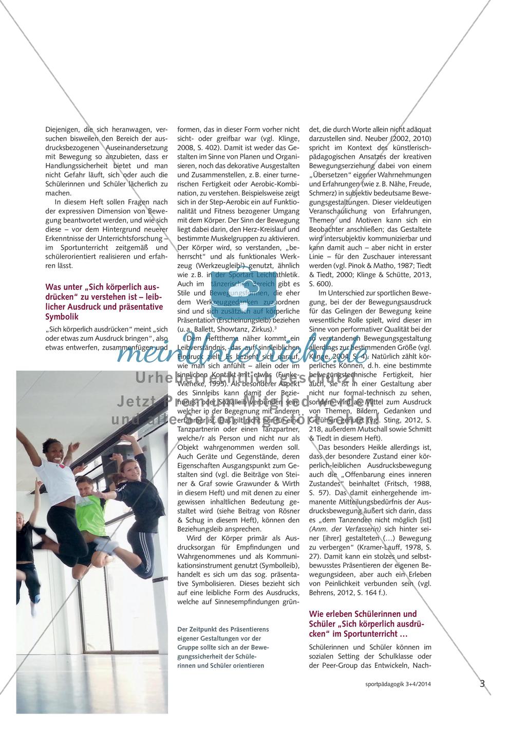 Sich körperlich ausdrücken - Die Expressivität von Bewegung im Mittelpunkt des Sportunterrichts Preview 2