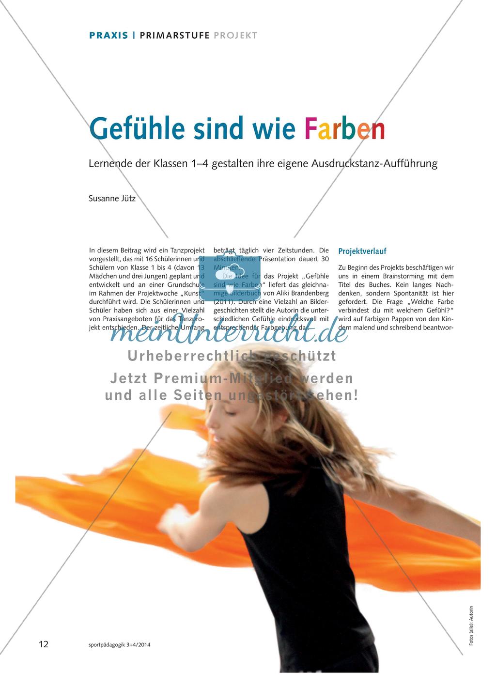 Gefühle sind wie Farben - Lernende der Klassen 1–4 gestalten ihre eigene Ausdruckstanz-Aufführung Preview 1