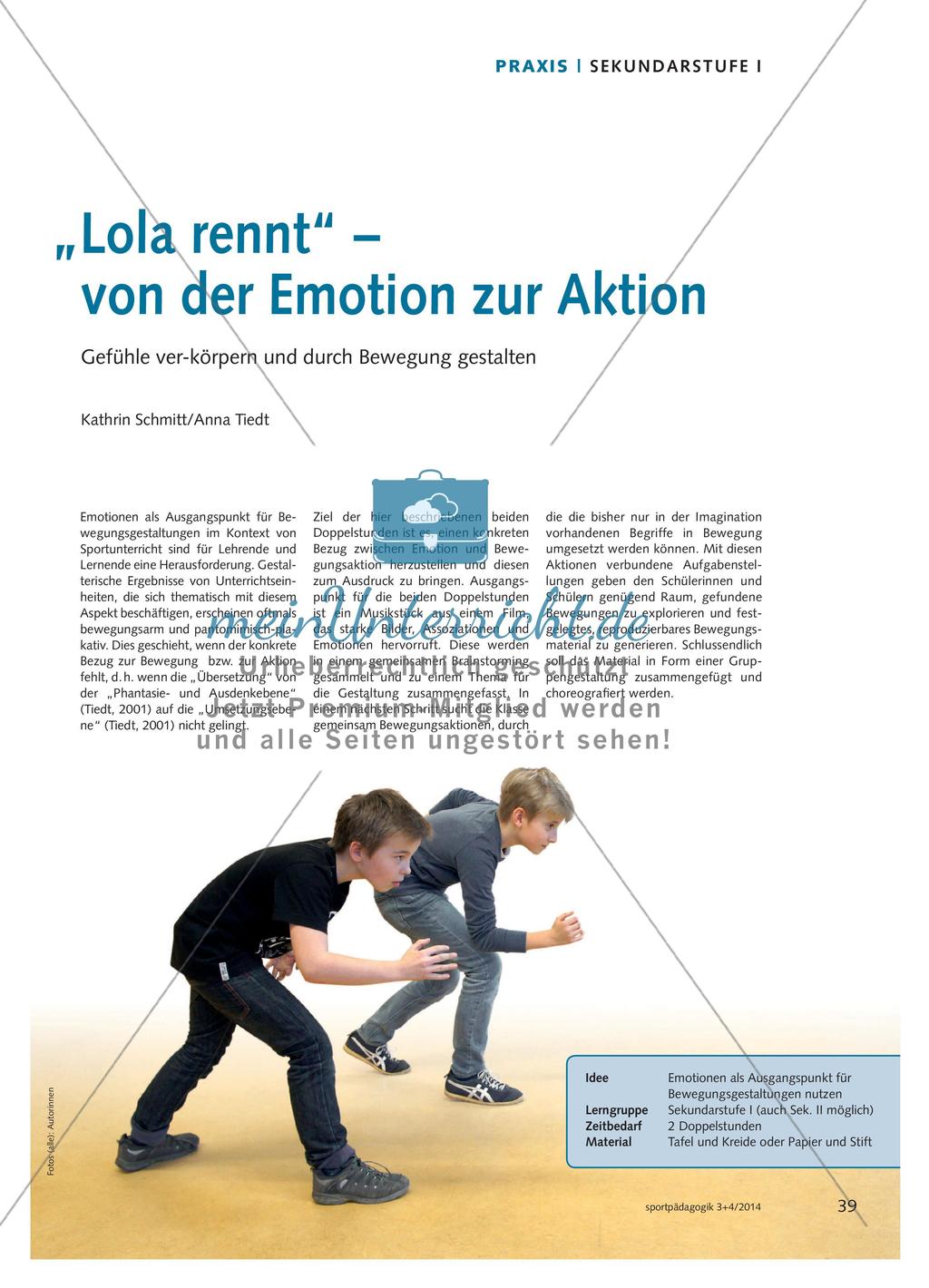 „Lola rennt“ – von der Emotion zur Aktion: Gefühle ver-körpern und durch Bewegung gestalten Preview 1