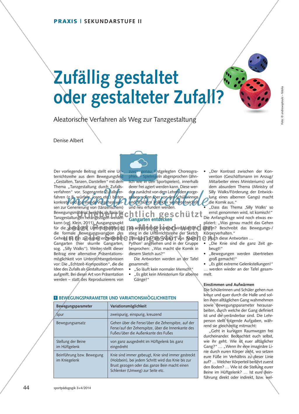 Zufällig gestaltet oder gestalteter Zufall? - Aleatorische Verfahren als Weg zur Tanzgestaltung Preview 1