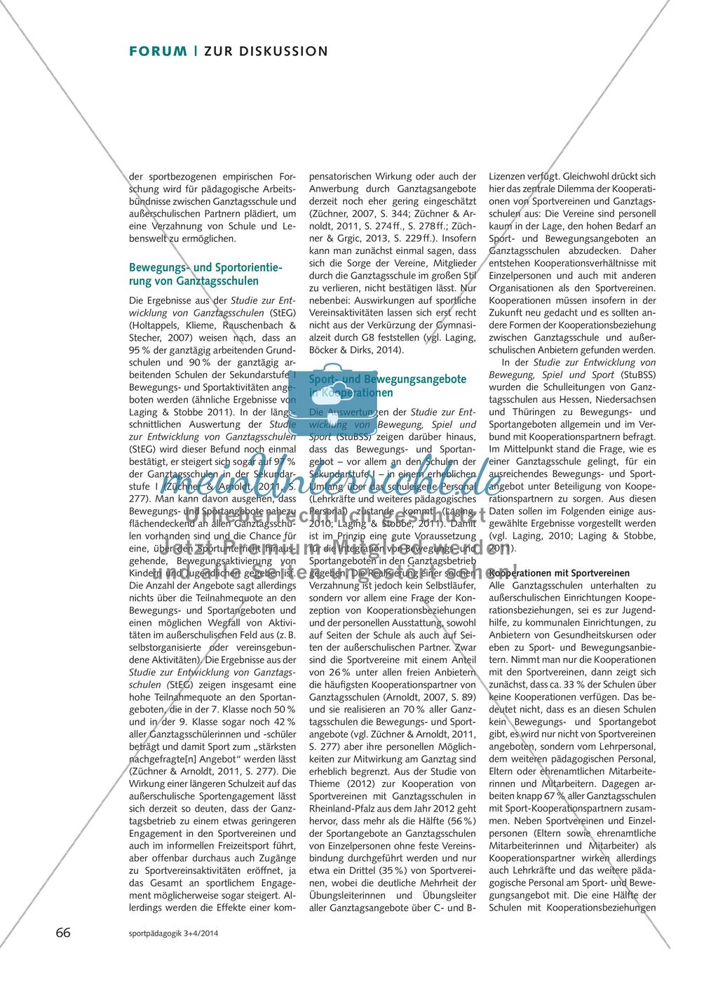 Sport- und Bewegungsangebote in der Ganztagsschule - Pädagogische Arbeitsbündnisse mit Kooperationspartnern Preview 2