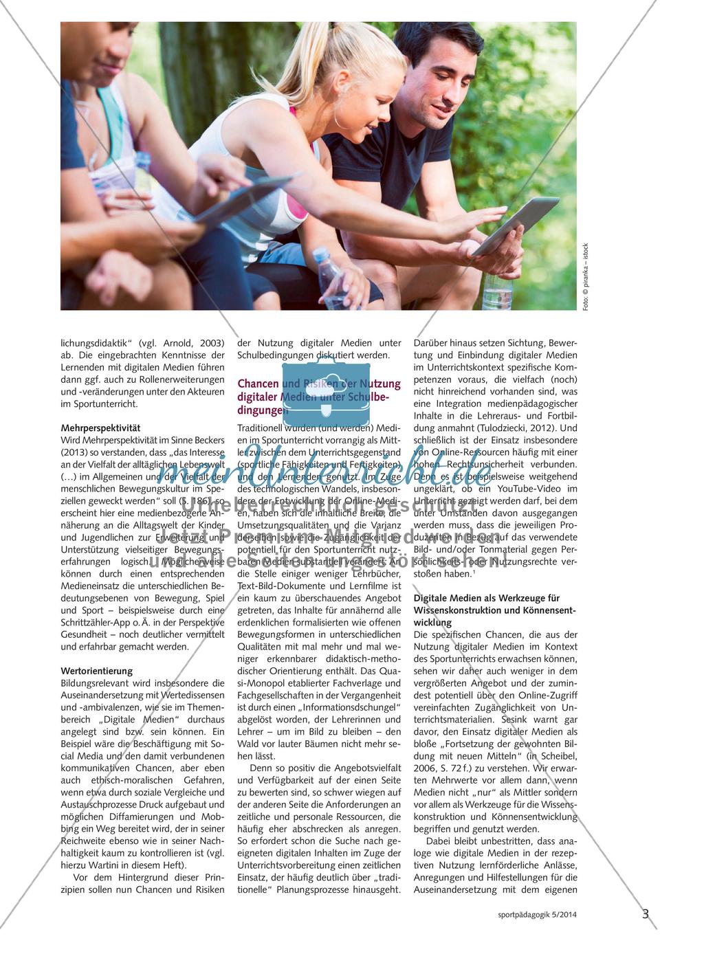 Digitale Medien im Sportunterricht - Möglichkeiten und Grenzen eines pädagogisch wünschenswerten Medieneinsatzes Preview 2