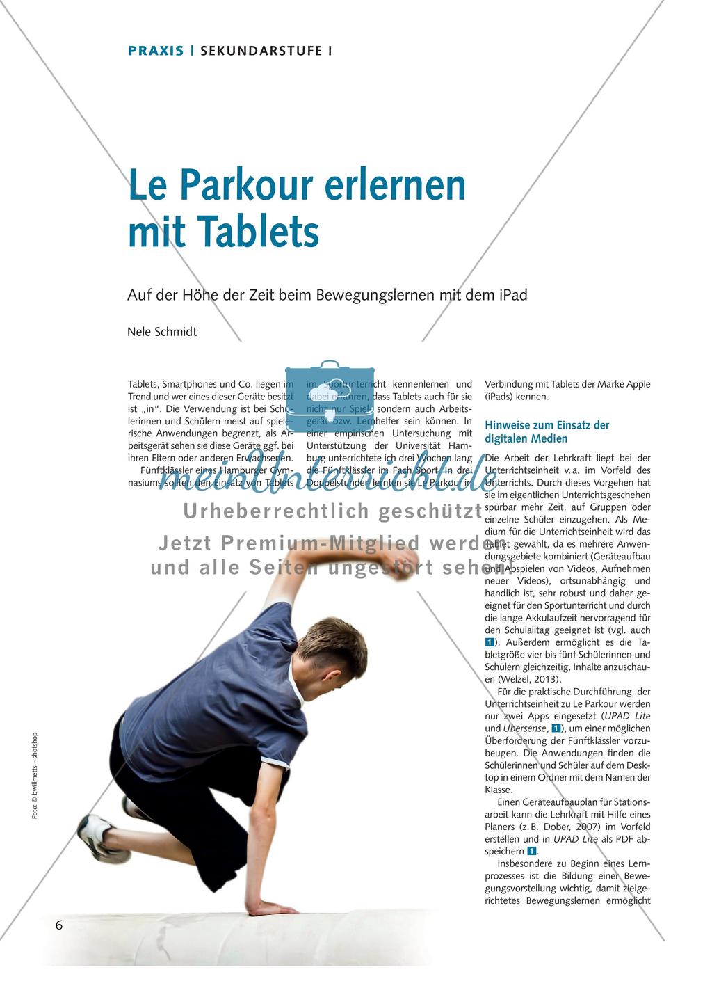 Le Parkour erlernen mit Tablets - Auf der Höhe der Zeit beim Bewegungslernen mit dem iPad Preview 1