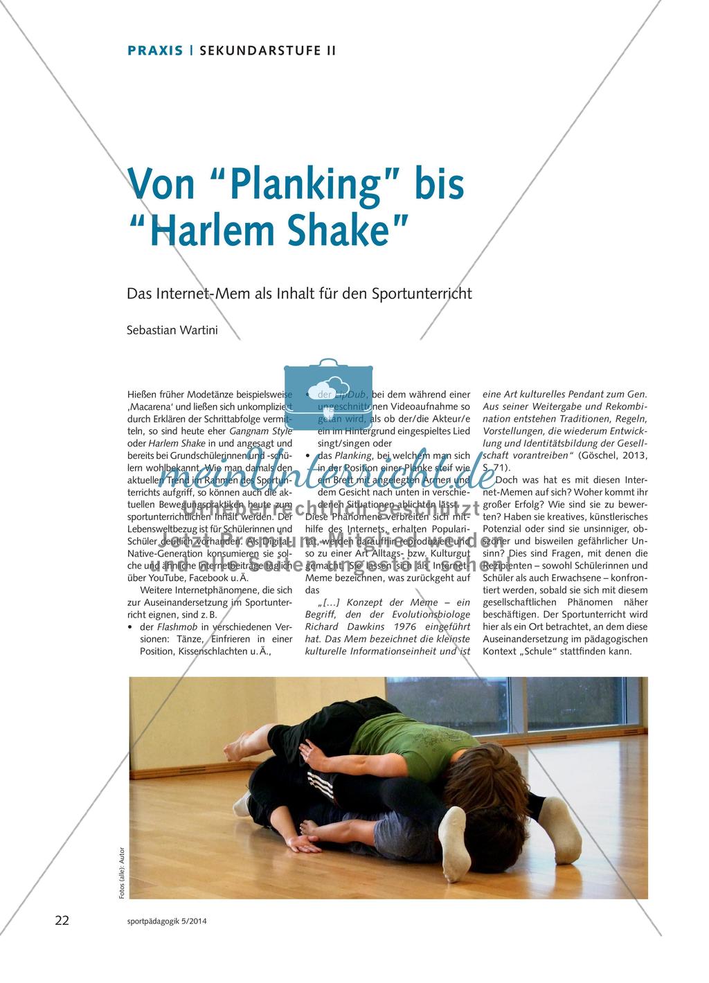 Von “Planking” bis “Harlem Shake” - Das Internet-Mem als Inhalt für den Sportunterricht Preview 1