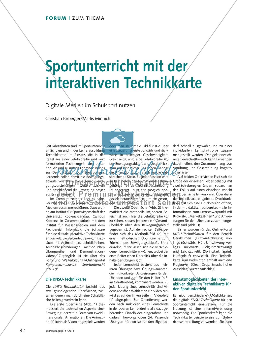 Sportunterricht mit der interaktiven Technikkarte - Digitale Medien im Schulsport nutzen Preview 1