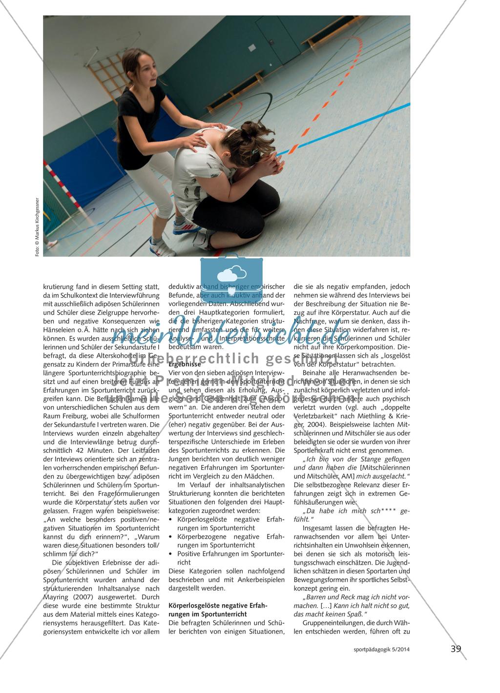Sportunterricht aus Sicht adipöser Schülerinnen und Schüler - Eine qualitativ-explorative Studie Preview 2