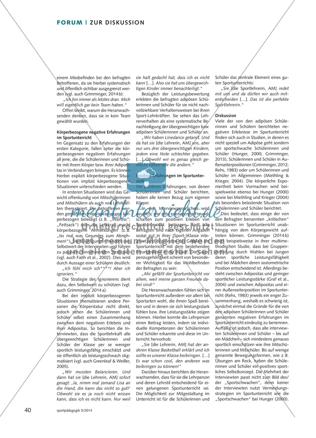 Sportunterricht aus Sicht adipöser Schülerinnen und Schüler - Eine qualitativ-explorative Studie Preview 3