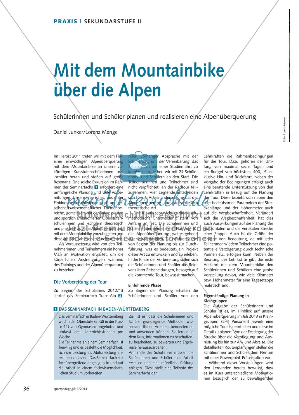 Mit dem Mountainbike über die Alpen - Schülerinnen und Schüler planen und realisieren eine Alpenüberquerung Preview 1