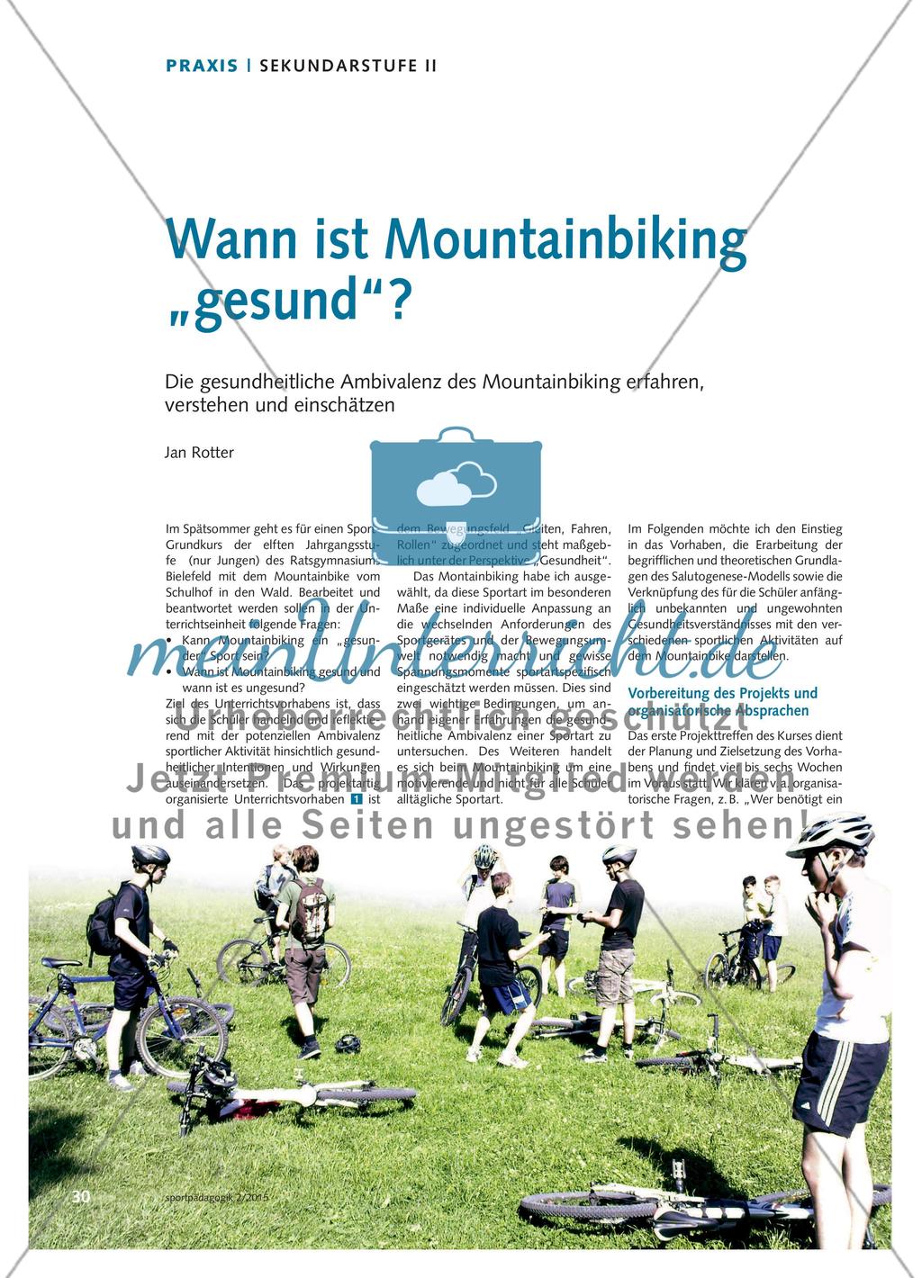 Wann ist Mountainbiking „gesund“? - Die gesundheitliche Ambivalenz des Mountainbiking erfahren, verstehen und einschätzen Preview 1