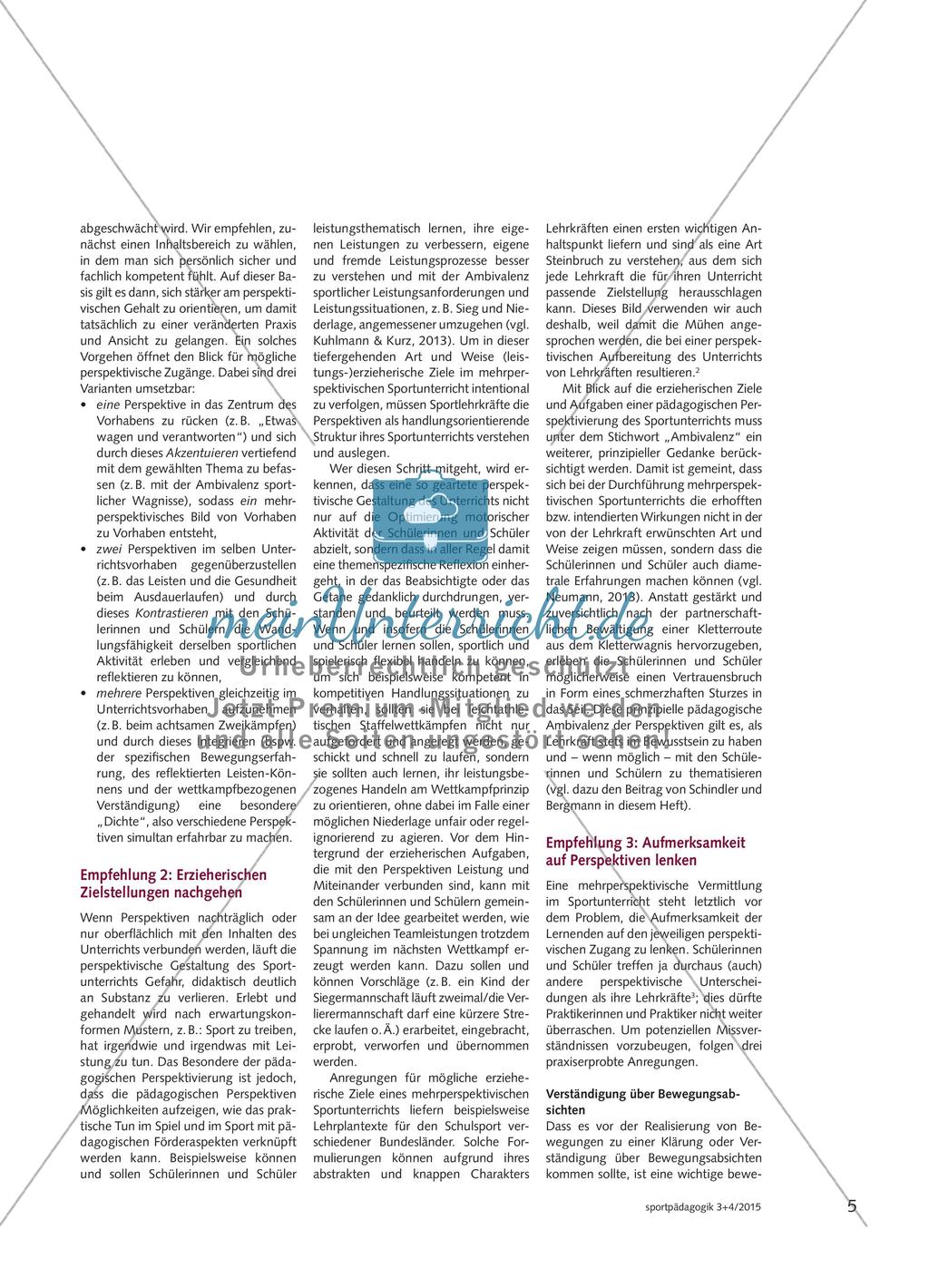 Mehrperspektivischer Sportunterricht - Vergewisserungen und Empfehlungen Preview 4