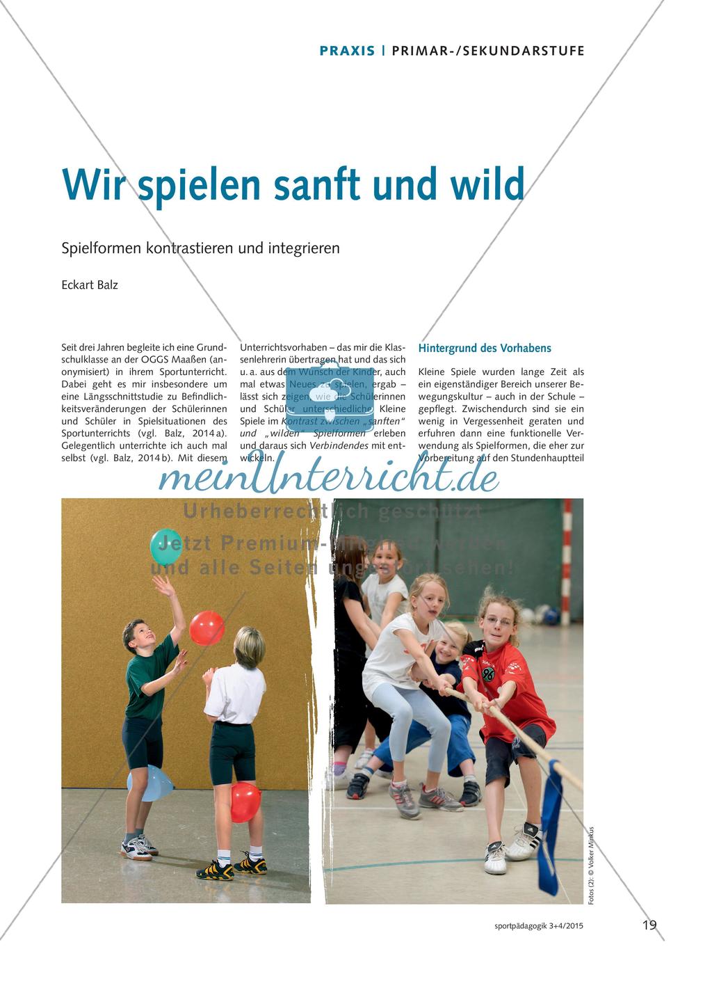 Wir spielen sanft und wild - Spielformen kontrastieren und integrieren Preview 1
