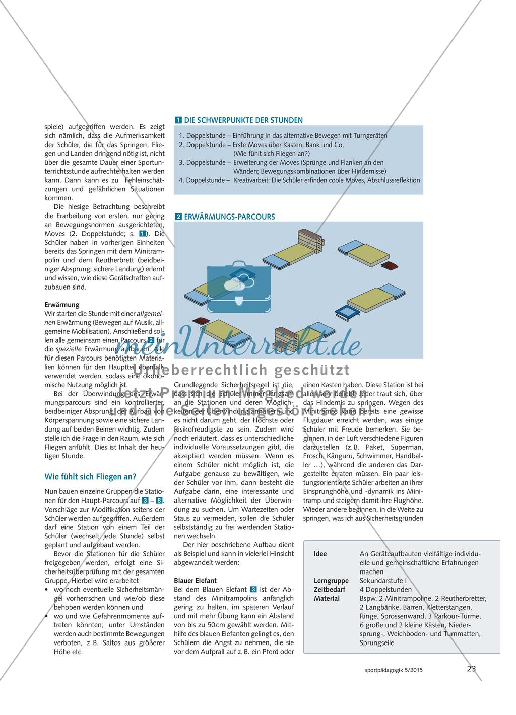 Klettern, Springen, Fliegen, Landen - Eine Unterrichtssequenz unter Verwendung von Großgeräten Preview 2