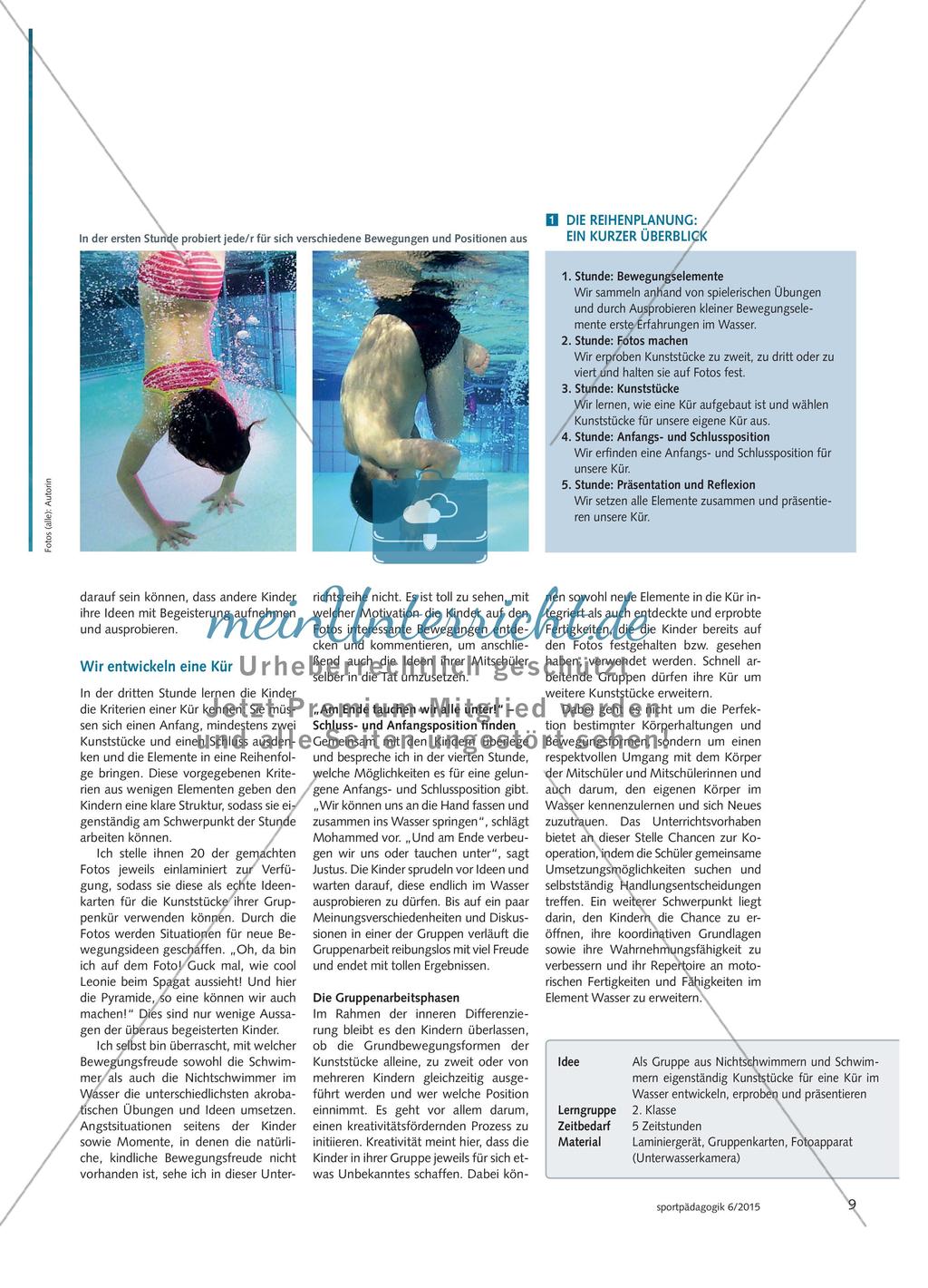 Kreative Wasserakrobaten - In Kleingruppen eine Kür entwickeln, erproben und präsentieren Preview 2