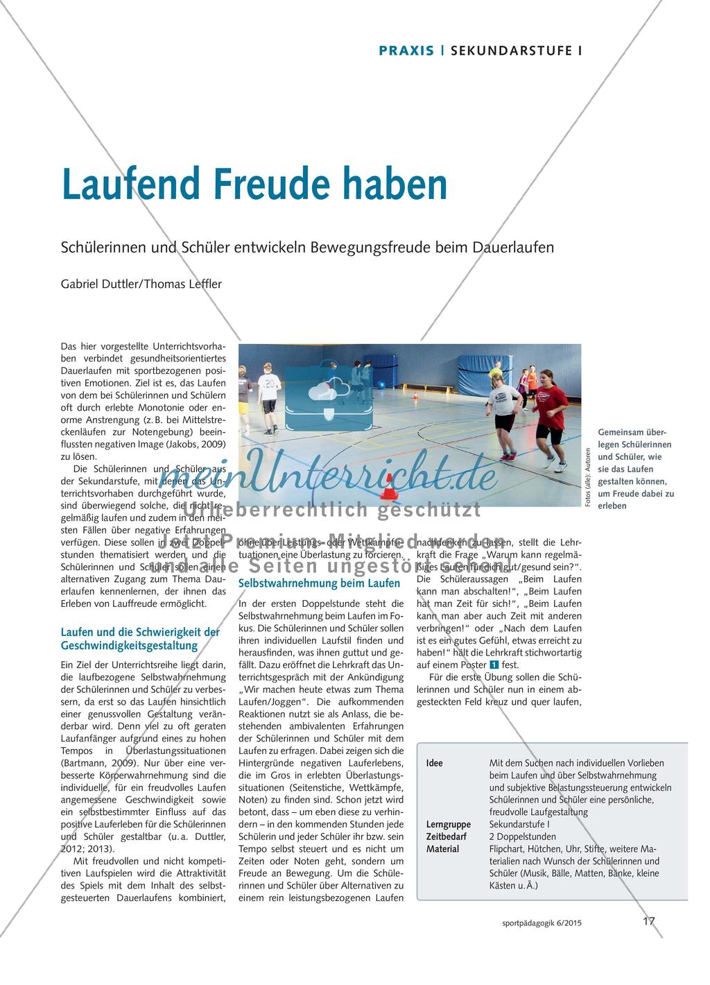 Laufend Freude haben - Schülerinnen und Schüler entwickeln Bewegungsfreude beim Dauerlaufen Preview 1