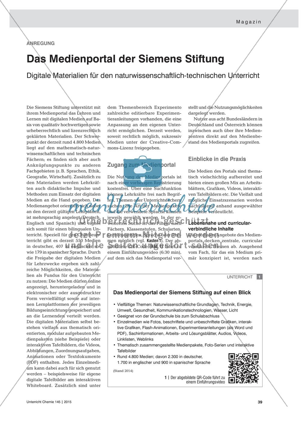 Das Medienportal der Siemens Stiftung - Digitale Materialien für den naturwissenschaftlich-technischen Unterricht Preview 1