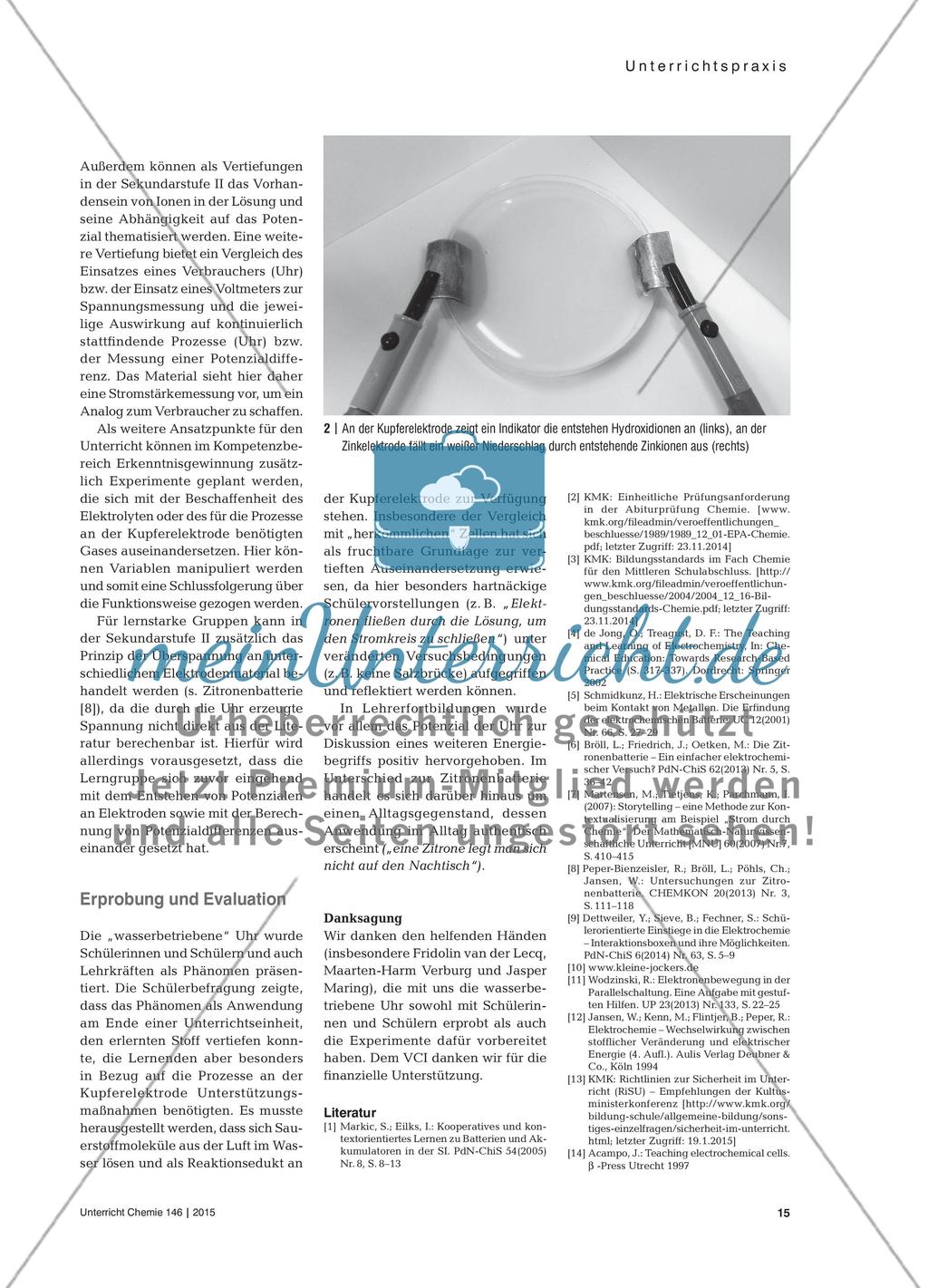 Mit Leitungswasser eine Uhr betreiben? - Eine alternative Herangehensweise an die Elektrochemie Preview 3