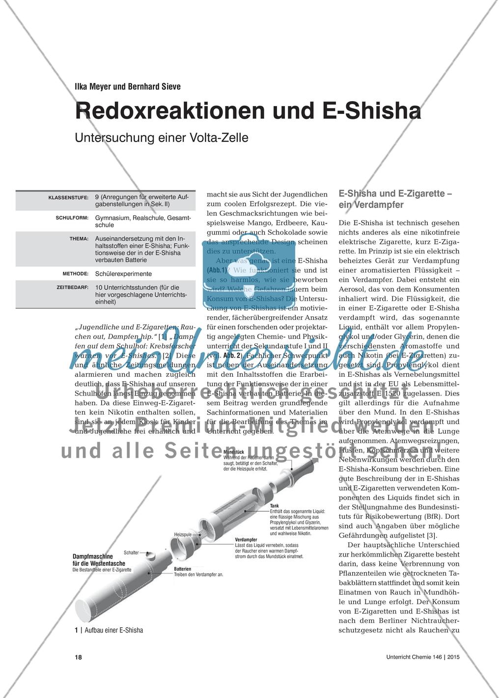 Redoxreaktionen und E-Shisha - Untersuchung einer Volta-Zelle Preview 1