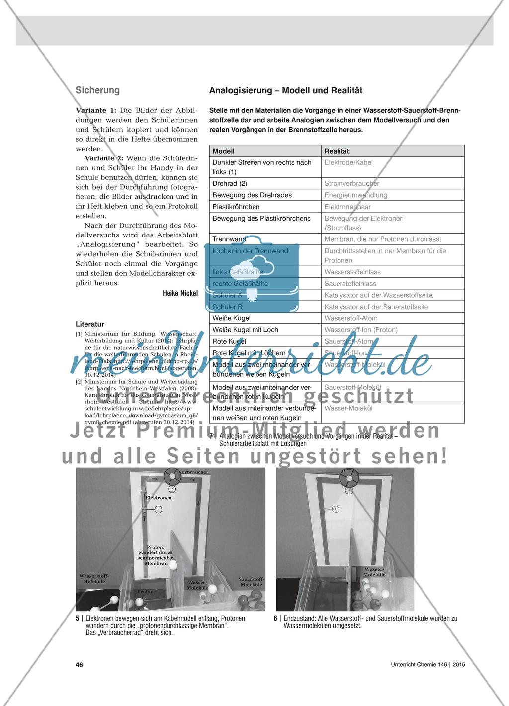 Die Brennstoffzelle als Modell - Veranschaulichung der Vorgänge in einer Brennstoffzelle Preview 2